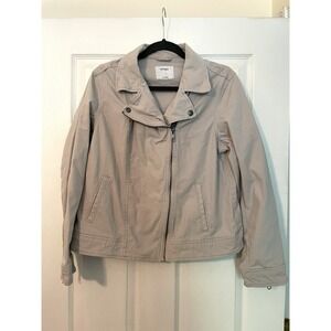 Old Navy Womens Size Med/ Large Tan Cropped Short‎ trench Jacket Y2K Canvas